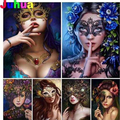 Mask woman Diamond Painting Kit 5D DIY Diamond Embroidery PORTRAIT GIRL Pictures Of Rhinestones Mosaic Cross Stitch Wall Art