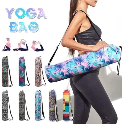 Fashion Printed Yoga Bag 75x16cm Canvas Pilates Mat Bag Sports Backpack Lightweight Fitness Dance Gym Mat Cover Yoga Accessories
