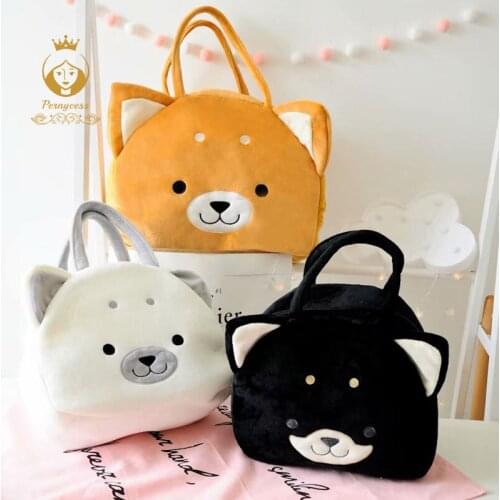 Creative cartoon tricolor dog plush bag cute Akita plush stuffed toy girl birthday gift