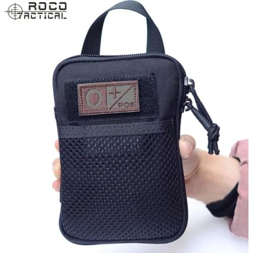 ROCOTACTICAL Cordura Nylon Tactical Bags Portable MOLLE Mini Military Pocket Organizer Military Waist Utility Acessory Bag Black