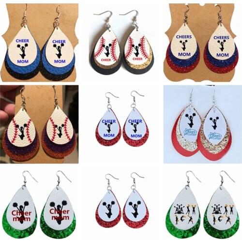 New! Cheer Mom Earrings 30 Pairs For Faux Leather Dance Gymnastick 2021 Cheer Gift