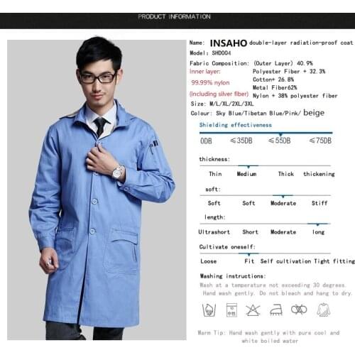 Genuine INSAHO Double layer EMF radiation shielding overalls, for people in places with strong electromagnetic radiation.SHD004