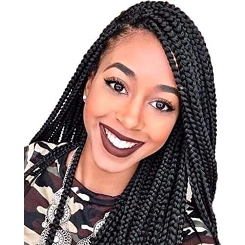 Braided Lace Front Wigs for Black Women Multi Box Braided Straight Braids Heat Resistant Synthetic Hair Braid Wig With Baby Hair