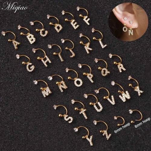 Miqiao 2pcs Explosive New Product Curved Rod Letter Pendant Ear Bone Nail Piercing Jewelry
