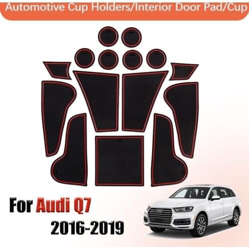 Door groove mat Anti-Slip Gate Slot Mat For Audi Q7 2016-2019 MK2 4M Cup Holders Interior Accessories Rubber Non-slip mats