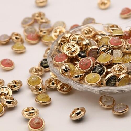 5pcs Buttons For Clothing 11.5mm Round Metal Gold Button Dress Shirt Decorative Sewing Accessories DIY Crafts Knitting Supplies