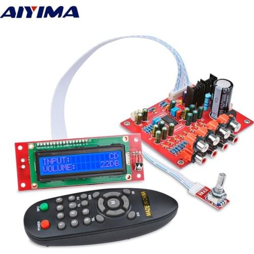 AIYIMA LC75342 Remote Preamplifier Tone Board LCD Display 4 Way Audio Input Treble Bass Volume Tone Control for Amplifier Diy