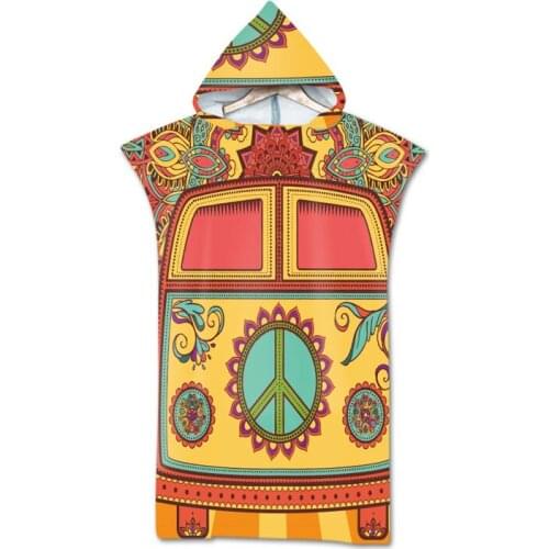 Retro Printing Beach Towel Cloak Bath skirt Adult Hooded Bath Towel Microfiber Quick-drying Bathrobe Toallas De Ducha