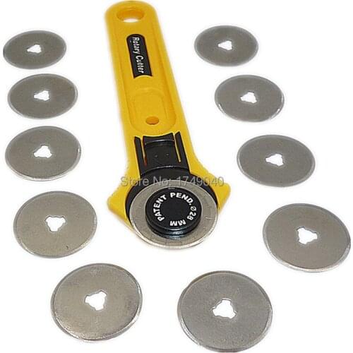 28mm Rotary Cutter Quilters Sewing Quilting Fabric Cutting Craft Manual Tool & 10pcs 28mm Refill Replacement Blades High Quality