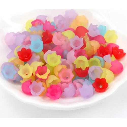 100pcs Mixed Flower Frosted Acrylic Spacer Beads Caps For jewelry making 7X9mm YKL0400