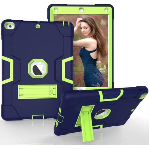 Silicone + PC Armor Shockproof Case Cover For 2017/ 2018/ New iPad 9.7" - 6th, Bracket Heavy Duty Hard Case Body Cover - YCJOYZW
