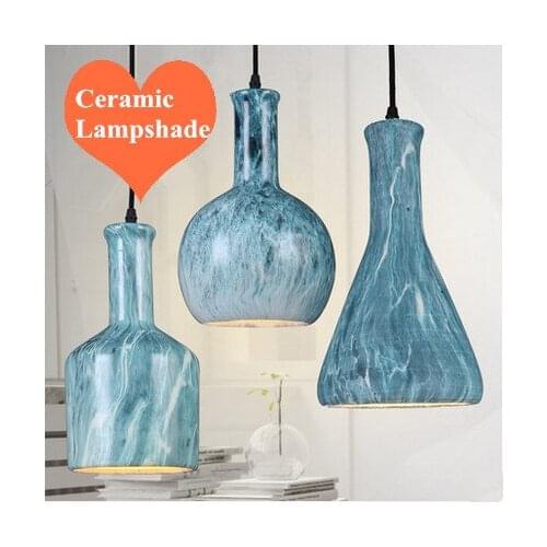 Modern creative pendant lights blue ceramic lampshade hang lamps E27 LED lamp for pavilion&cafe&porch&stairs&studio CYDD046