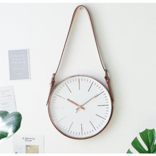 Modern minimalist belt clock living room background wall fashion soft decorations roast bar cafe wall atmospheric wall clock