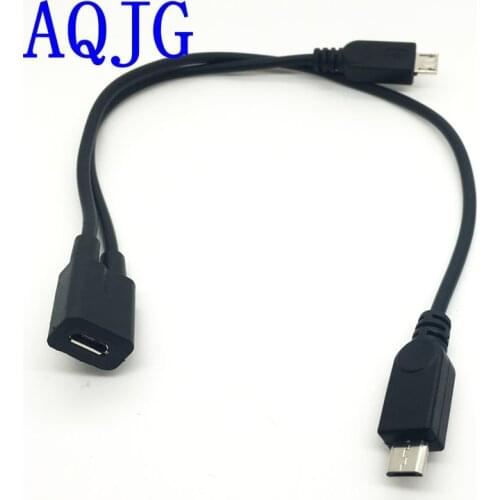 Universal Micro USB 2.0 Splitter Y 1 Female to 2 Male Data Charge Cable Extension Cord