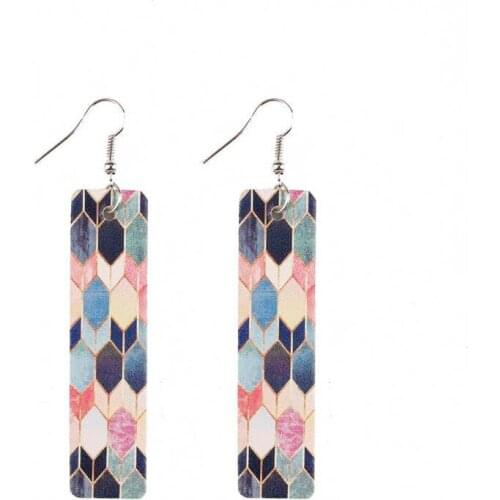 Both Daily Printed Moroccan Bar Drops Leather Earrings for Women Morocco Drop Bar Leather Earrings Moroccan Bar Drops Earrings