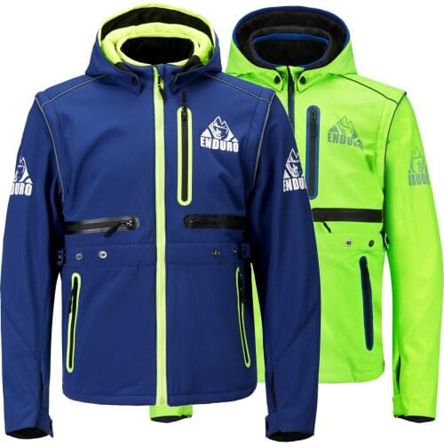 Winter cross country motorcycle jacket reflective waterproof breathable riding suit blue fluorescent green fall proof