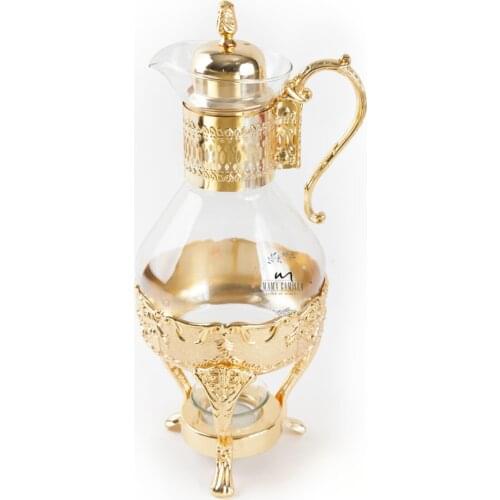 Gold Embroidered Bottom Isıtıcılı Gold And Silver Fondue Pot Urn Gold Turkish Tea Arab OSmannı Exotic East Tea Sets