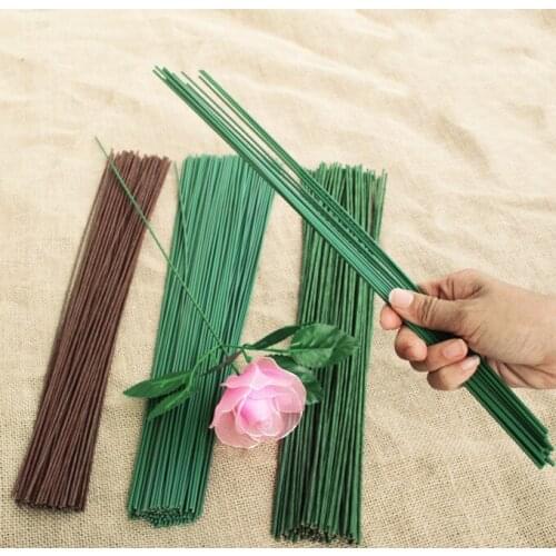 10pcs/lot 40/60cm Artificial Green / Coffee Flower Stem DIY Floral Material Handmade Wire Stem Accessoies for Wedding Home Decor