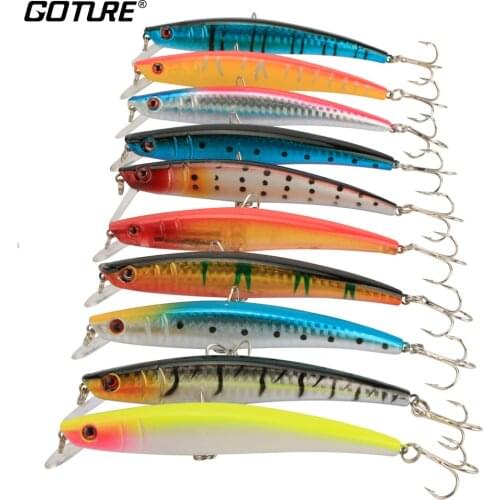 Goture 10 Pieces Fishing Lure 11cm 11g Minnow Wobblers Multi-color Artificial Bait For Bass Trout Fishing Tackle