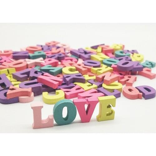 100Pcs Home 15mm Craft Multi-coloured Handmade Block Party Gift Word DIY Alphabet Decoration Mixed Wooden Letters Numbers
