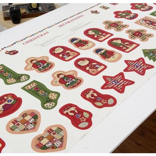 145cm x 55cm Linen Cotton Santa Claus Milu gingerbread Snowman Christmas Stocking Tree Doll Manual DIY fabric Location Cloth