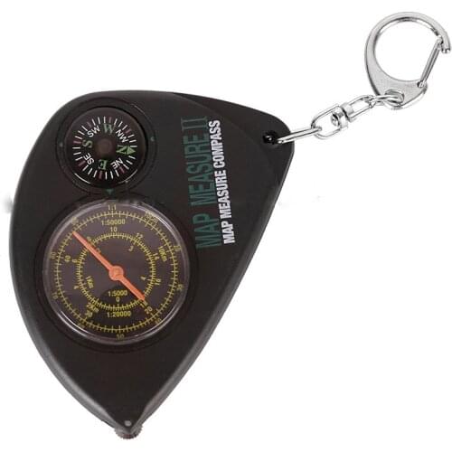 2 in 1 Compass+Map Measurer Curvimeter Keychain for Outdoor Hiking Camping