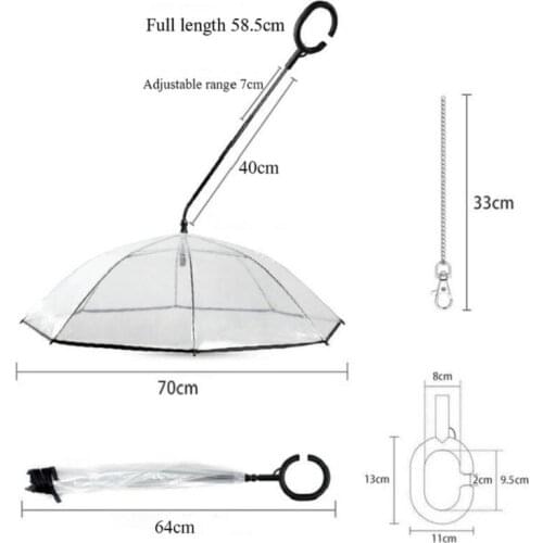 360 degree rotation Transparent PE Walking the dog Umbrella Pet Umbrella Rain Gear with Dog Leads Keeps Pet Dry Comfortable