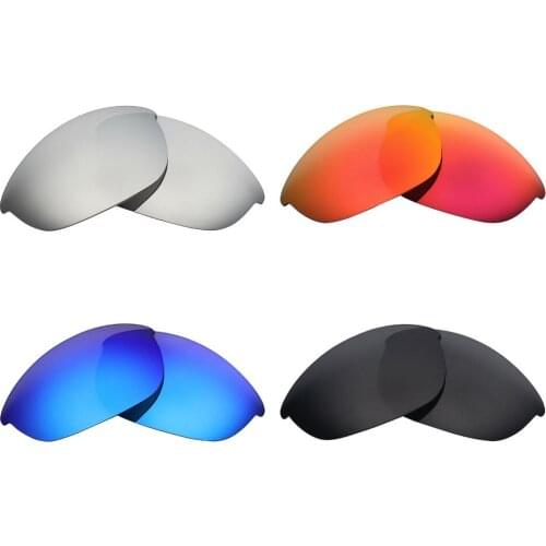 4 Pairs MRY POLARIZED Replacement Lenses for Oakley Half Jacket Sunglasses Stealth Black & Ice Blue & Fire Red & Silver Titanium