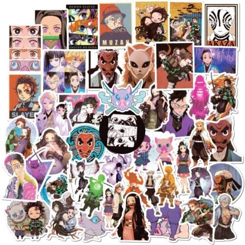 50pcs Demon Slayer Kimetsu No Yaiba Sticker Cosplay Props PVC Waterproof DIY Guitar Car Tanjirou Nezuko Stickers
