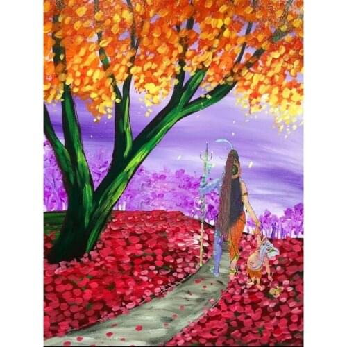 5D DIY Diamond Painting Mosaic Autumn hunter scenery Picture Of Rhinestones Full Diamond Embroidery Handicraft