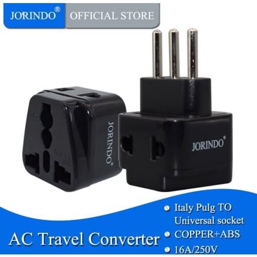 JORINDO 10A 250V Italian standard 3 pins travel power adapter outlet one-turn-two AU/UK/US/EU to Italy plug socket convertor