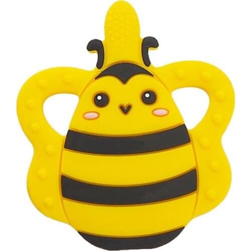 Chenkai 10PCS Silicone Bee Toothbrush Teether Baby Animal Teether For DIY Nursing Chewing Teether Chain Pendant Necklace Toy