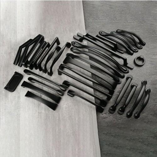 Black Simplicity Door Knobs And Handles Cabinet Kitchen Cupboard Aluminum Alloy Furniture Handles Hardware Modern Drawer Pulls