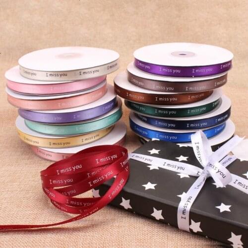 3/8" 50 Yards Letter Print Satin Ribbon For Wedding Party Home Decoration Gift Wrapping Christmas New Year DIY Material