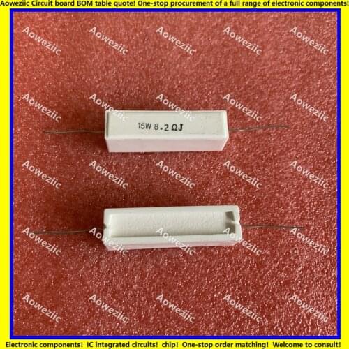 10Pcs 15W8R2J 15W8.2ΩJ RX27 Horizontal cement resistor 15W 8.2 ohm 15W8.2RJ Ceramic Resistance precision 5% Power resistance
