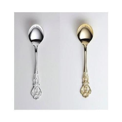 Engraving classic elegant stainless steeel gold/silver plated coffee/tea/dessert spoon/scoop luxurious&romantic