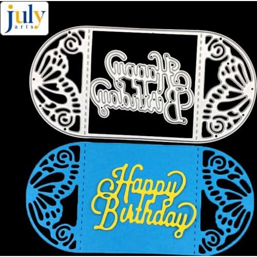 Julyarts "Happy Birthday" Cutting Dies Stencil Cake Curtain Craft Dies for Scrapbooking Handmaking Gift Decorative Craft
