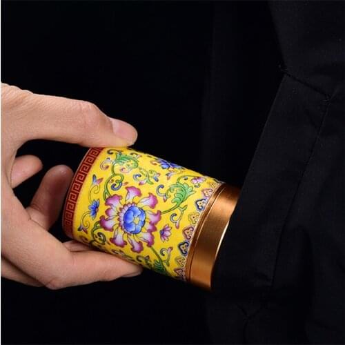 Ceramic Tea Caddy Portable Enamel Small Tea Box Mini Travel Storage Sealed Can Household Tea Canister Home Decor