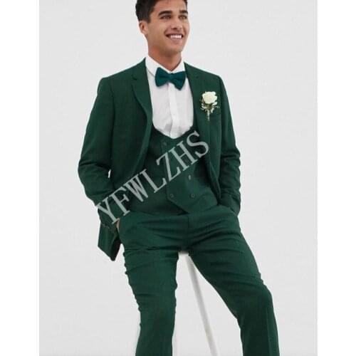 Handsome Groomsmen Notch Lapel Groom Tuxedos Mens Wedding Dress Man Jacket Blazer Prom Dinner (Jacket+Pants+Tie+Vest) A024