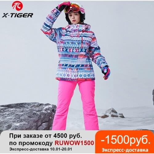 X-TIGER Ski Suit Thick Warm Women Jacket Pants Set Waterproof Windproof Skiing Snowboarding Jacket Female Snowboard Ski Coat