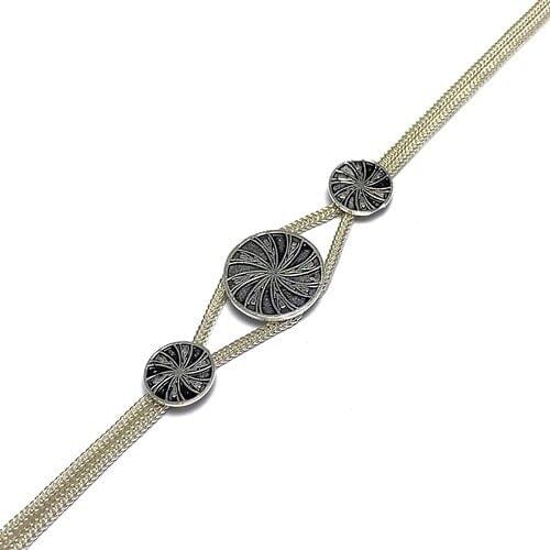 Midyat Silver World Mardin Mat Silver Women 'S Bracelet (Code 2020490) 15 cm