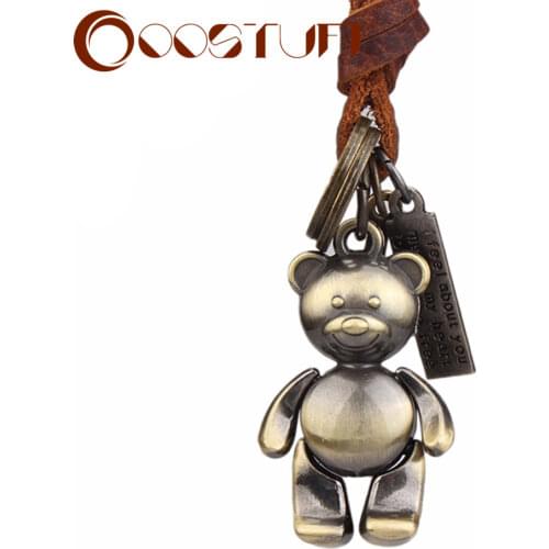 Cute Woman Jewelry Choker necklaces & pendants Genuine Leather Bear Pendant Chokers Necklace Women collares mujer colar feminino