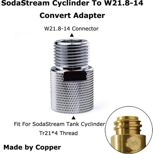 New SodaStream Cylinder To W21.8-14 Convert Adapter For Aquarists Aquarium Fish or Homebrew Beer Keg Co2 Tank Regulators