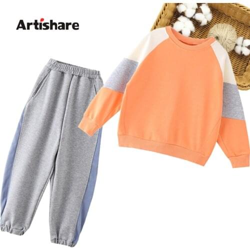 Girls Clothes Patchwork Clothes For Girls Sweatshirt + Pants Teenage Clothes For Girls Casual Style Kids Tracksuit