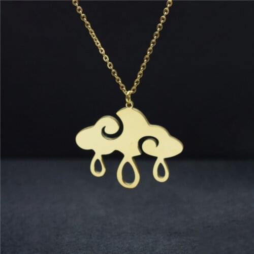 Stainless Steel Fashion Style Rain Cloud Pendant Necklace For Women Dainty Waterdrop Wedding Jewelry Gold Choker Collier Femme