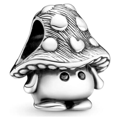 2021 New Autumn Charm S925 Sterling Silver Cute Mushroom Charms Pendant Fit Bracelets And Necklace DIY Accessories