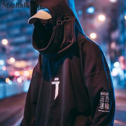 Michalkova High neck Fish mouth Pullover japanese Sweatshirts Men/Women Hoodies oversize Streetwear Hip Hop Harajuku Male Tops