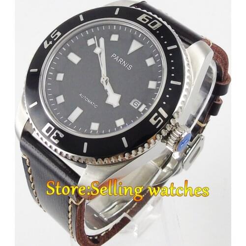 Sapphire Glass 43mm Parnis Japan MIYOTA 821A Automatic Date Men Watch