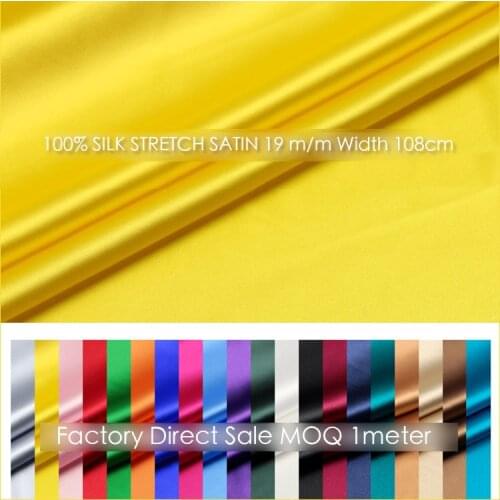 SILK STRETCH SATIN 108cm width 19momme/95% Pure Mulberry Silk Fabric+5% Spandex/Fabric For Christmas Dress atiku fabric 1-31