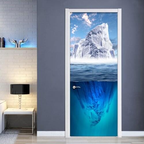 Modern Creative Blue Iceberg Door Sticker 3D Wallpaper Living Room Bedroom Home Decoration Wall Decals Vinyl 3D Mural Stickers